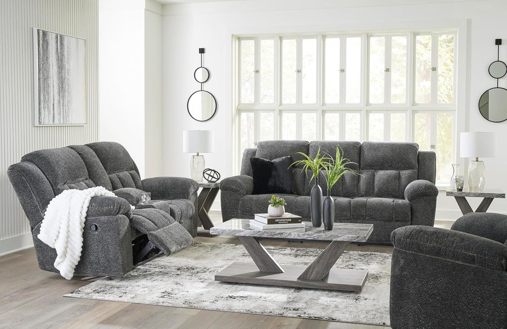 Signature Design by Ashley Frohn Contemporary Manual Reclining Sofa, Gray