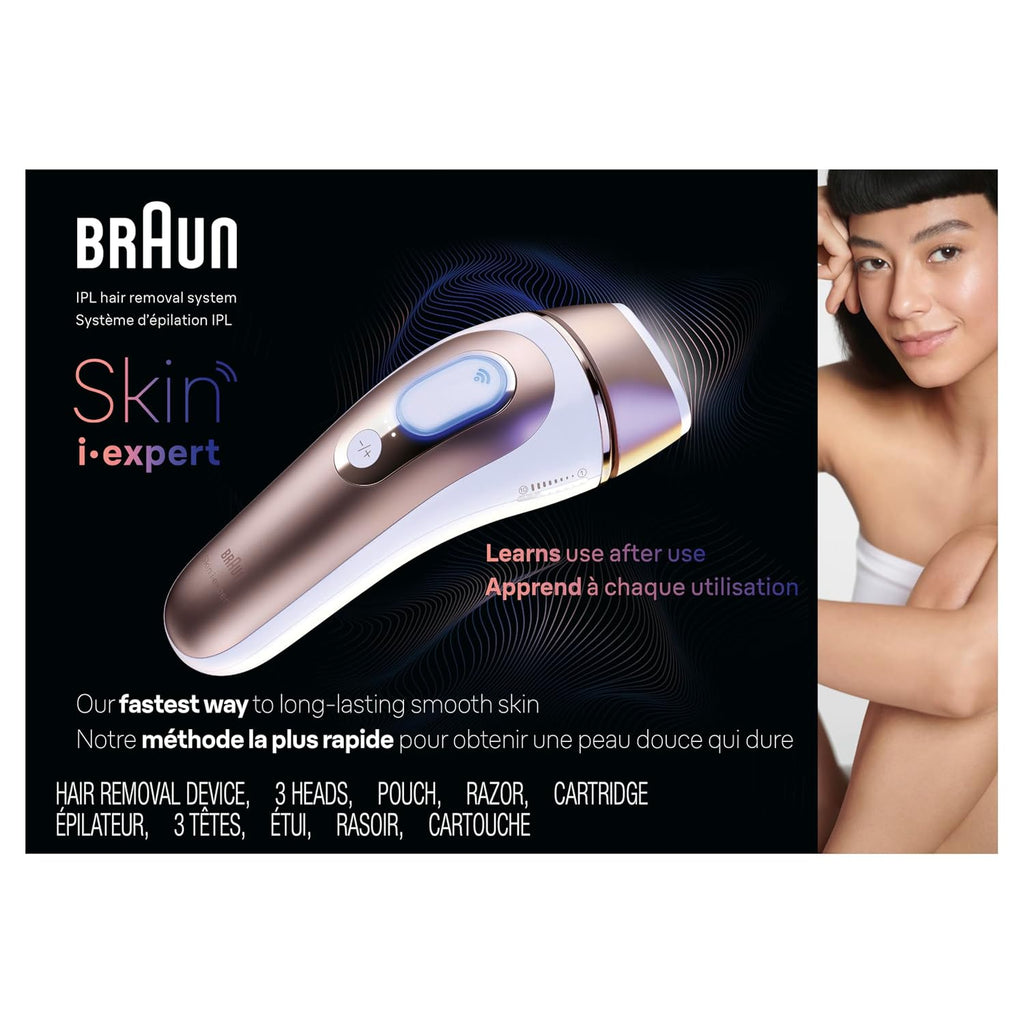 Braun Smart IPL, Skin i·Expert Pro 7, VOGUE's Best Hair Removal Device, IPL Hair Removal for Women and Men, Permanent Laser Hair Reduction At-Home, World's 1st Smart App, 3 Heads, IPL7243