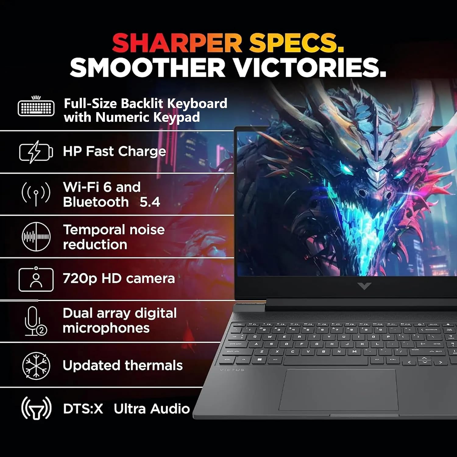 HP Victus 15 Gaming Laptop | 15.6' FHD IPS Anti-Glare 144Hz | Intel 8-Core i5-13420H | 16GB DDR4 2TB SSD | NVIDIA GeForce RTX 3050 6GB | Backlit Keyboard Fast Charging Win11 w/DLCA Accessory