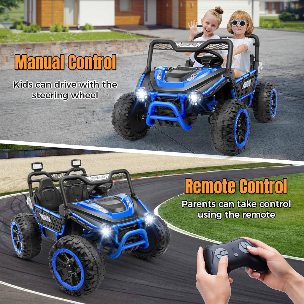 Hikole 24V Ride on Toy Car for Big Kids 4-8, XL Kids UTV 2 Seater with Remote Control, 22' Spacious Seat, MP3 & USB, 3 Speed, Storage, Electric Power Wheels for Boys Girls, Blue