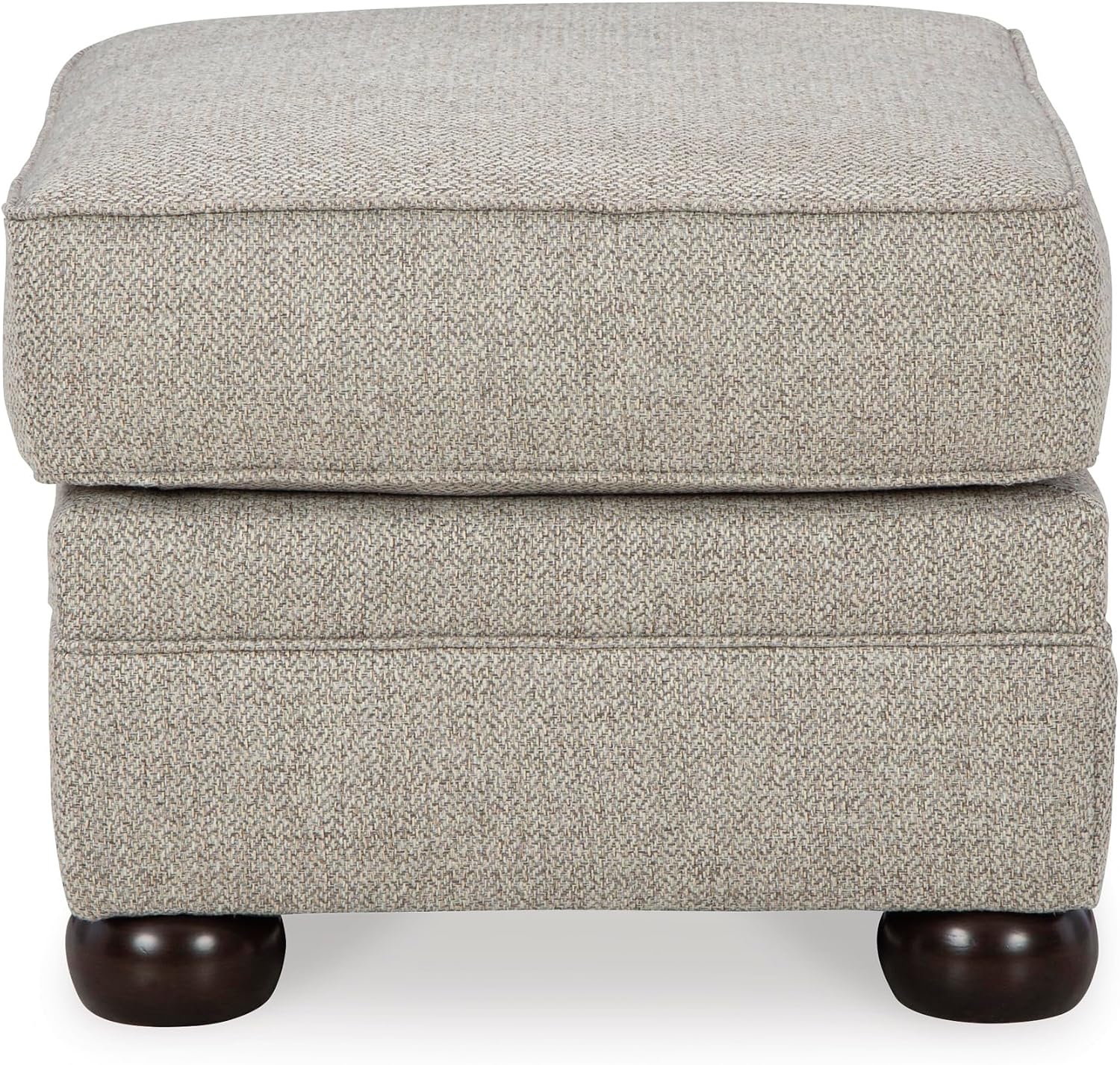 Signature Design by Ashley Gaelon Transitional Rectangular Upholstered Ottoman with Bun Legs, Light Brown