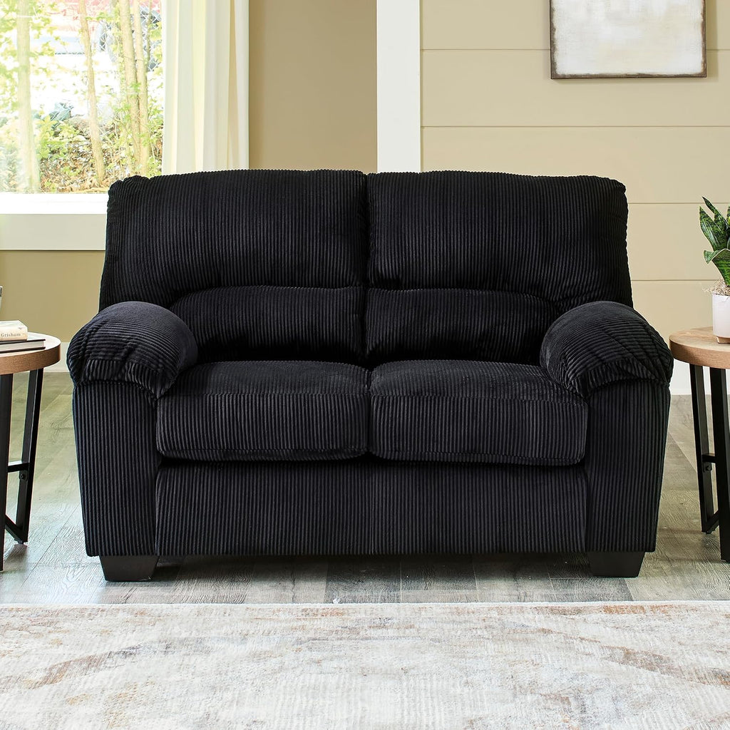 Signature Design by Ashley SimpleJoy Modern Loveseat for Living Room, Black