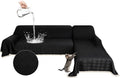 Waterproof L Shaped Sectional Couch Covers Blanket 2 Piece Sectional Sofa Cover Washable L Shape Sofa Slipcover Jacquard Quilted Furniture Protector for Dogs Pets Cats (XX-Large, Black)