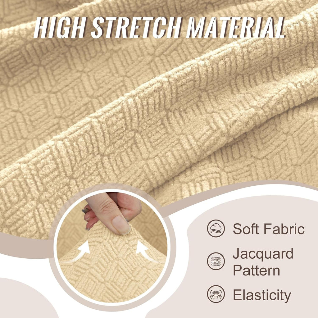 HDCAXKJ Sectional Couch Cover L Shape Stretch Sofa Covers Washable Jacquard Corner Couch Slipcover Non Slip Sectional Slip Cover U Shaped Furniture Protector for Pets Dogs (Beige, X-Large)