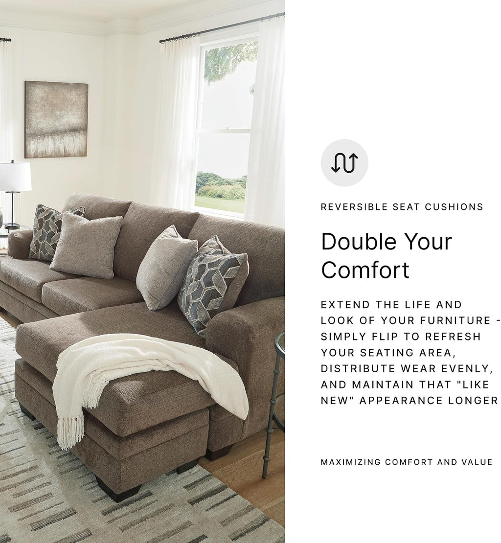 Signature Design by Ashley Stonemeade Casual Right-Arm Facing Sofa Chaise with 4 Toss Pillows, Dark Brown