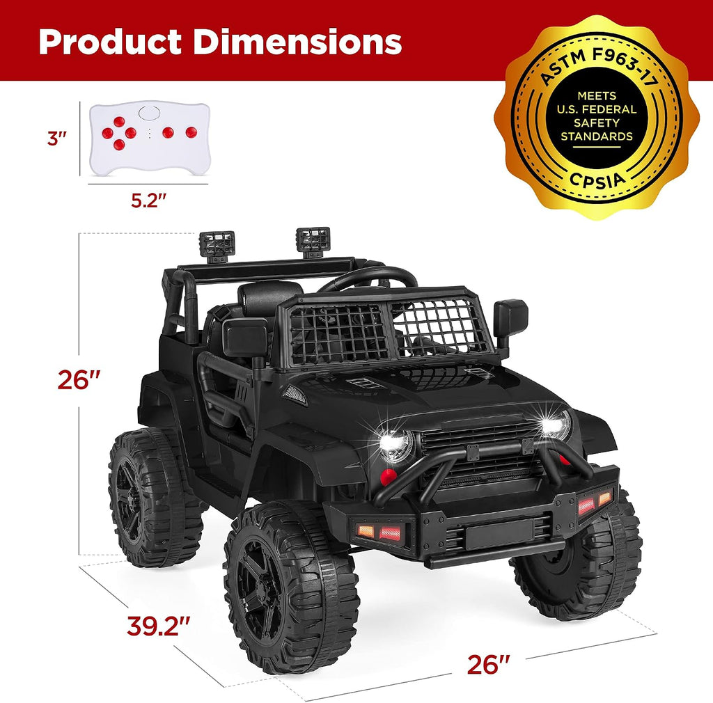 Best Choice Products 12V Kids Electric Vehicle Toy Ride On Car with Parent Remote Control for Toddlers, Seat Harness, 61 lbs Weight Capacity, Locking Doors, Spring Suspension, Bluetooth - Black