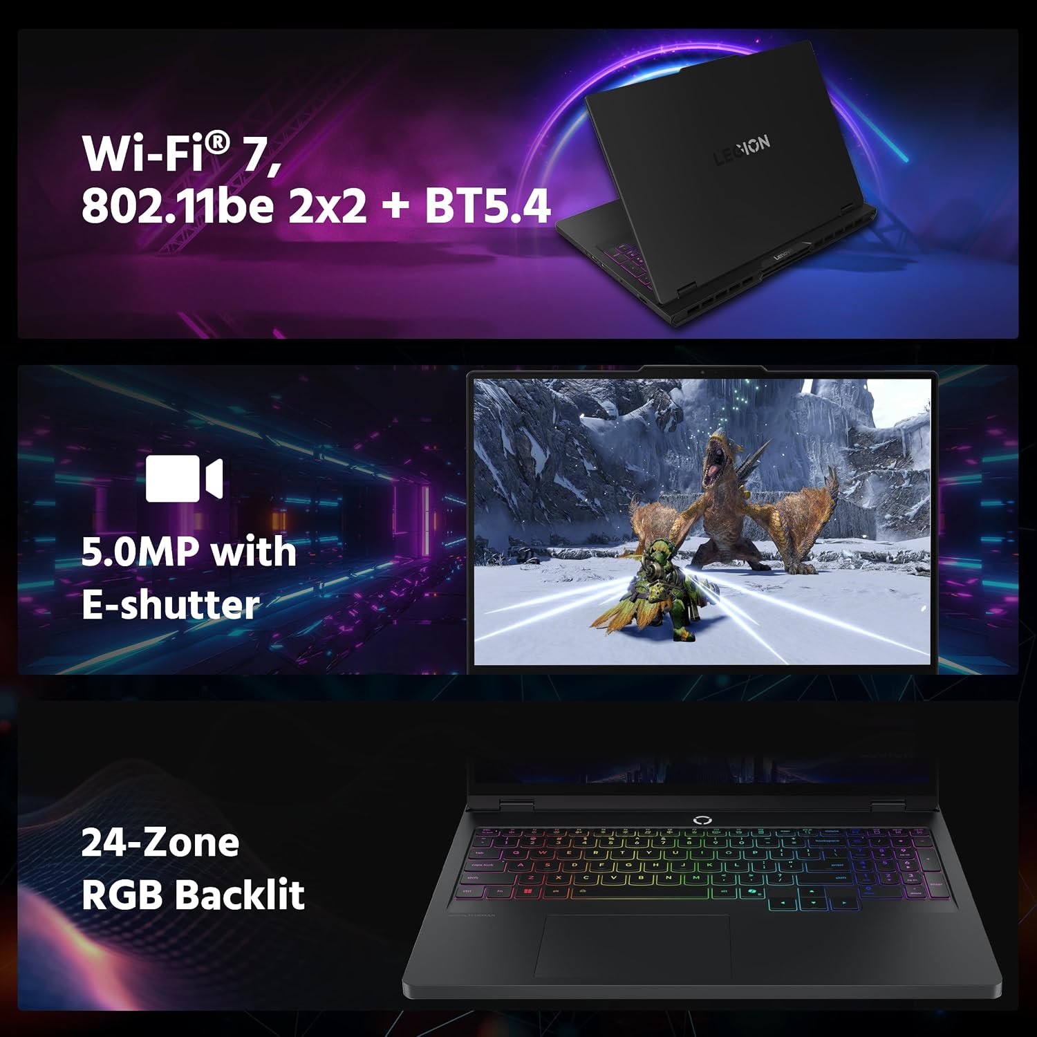 Lenovo Legion Pro 5i 16' WQXGA 165Hz OLED AI-Powered Gaming Laptop, Intel 20-Core Ultra7 255HX, GeForce RTX 5070 8GB GDDR7, 64GB RAM, 2TB PCIe SSD, Backlit, Win 11 Pro, Black, 1TB Docking Station