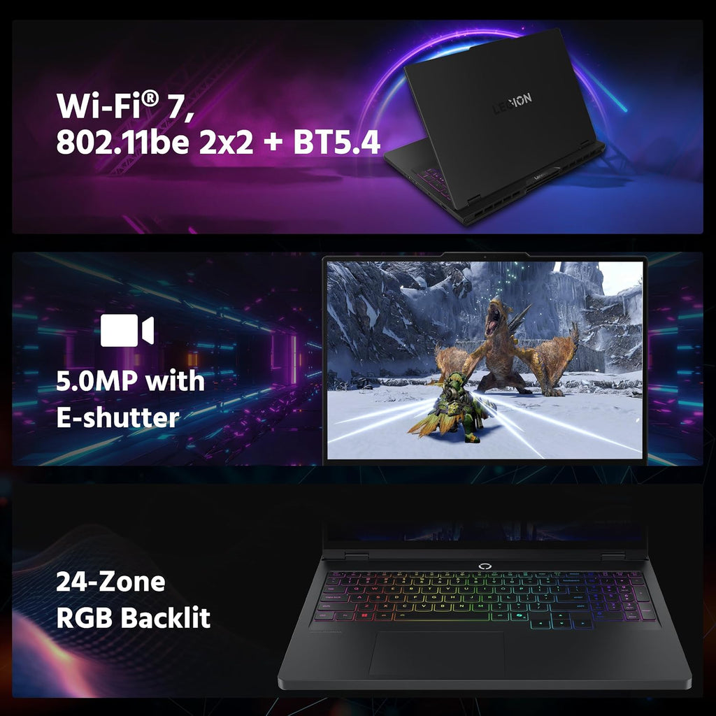 Lenovo Legion Pro 5i 16' WQXGA 165Hz OLED AI-Powered Gaming Laptop, Intel 20-Core Ultra7 255HX, GeForce RTX 5070 8GB GDDR7, 32GB RAM, 2TB PCIe SSD, Backlit, Win 11 Pro, Black, 1TB Docking Station