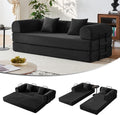 5-in-1 Convertible Sofa Bed No Assembly, 79' Fixed Steel Frame Sleeper with High-Resilience Foam, Corduroy Modular Couch Foldable for Small Space, Apartment, Studio (Black)