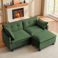 Amsleekey Modular Sectional Sofa, 76.5' L-Shaped Corduroy Comfy Sectional Couches for Living Room, 2-Seater Cloud Couches with 1 Movable Ottoman, Flexible Combination Modern Deep Seat Sofa (Green)
