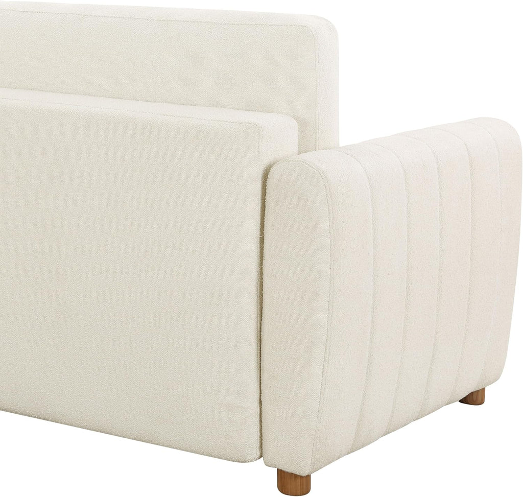 Serta Galway 91.7' Convertible Sleeper Sofa, Queen Size, Wall-Hugging Dreamglide Mechanism, Dreamcoil Comfort, Boucle Fabric, Ivory