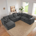 143' Cloud Sectional Couch, Boneless couches for Living Room, 7 Seater Large Modular Sectional Sofa with Deep Seat, Comfy Soft Cushions, No Assembly, Gray