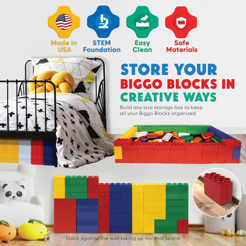 BiggoBlocks Large Building Blocks for Kids Ages 3-8 – 432 Piece Mega Set – Indoor & Outdoor STEM Toy for Boys & Girls