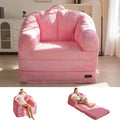 MAXYOYO Folding Sofa Bed with Backrest, Boneless Fold Out Couch Bed with Handle, 2 in 1 Convertible Bean Bag Chair to Floor Sofa Lounger, Comfy Folding Couch for Bedroom & Living Room, Pink
