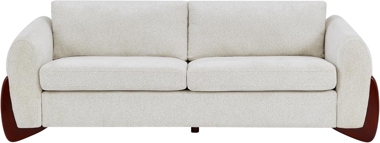 Christopher Knight Home Taki 89 Inches Sofa Couch, Cozy Chenille Upholstered 3-Seater Sofa, Wood Frame Couches, Comfy Home Sofa Living Room and Office, Lounge Seating with Armrests, Beige