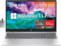 HP 15.6' FHD Business Laptop, AMD Ryzen 5 7520U Processor, 16GB RAM, 512GB PCIe SSD, AMD Radeon Graphics, Bluetooth, HD Webcam, Wi-Fi, Windows 11 Pro, Silver, 32GB Hotface USB Card