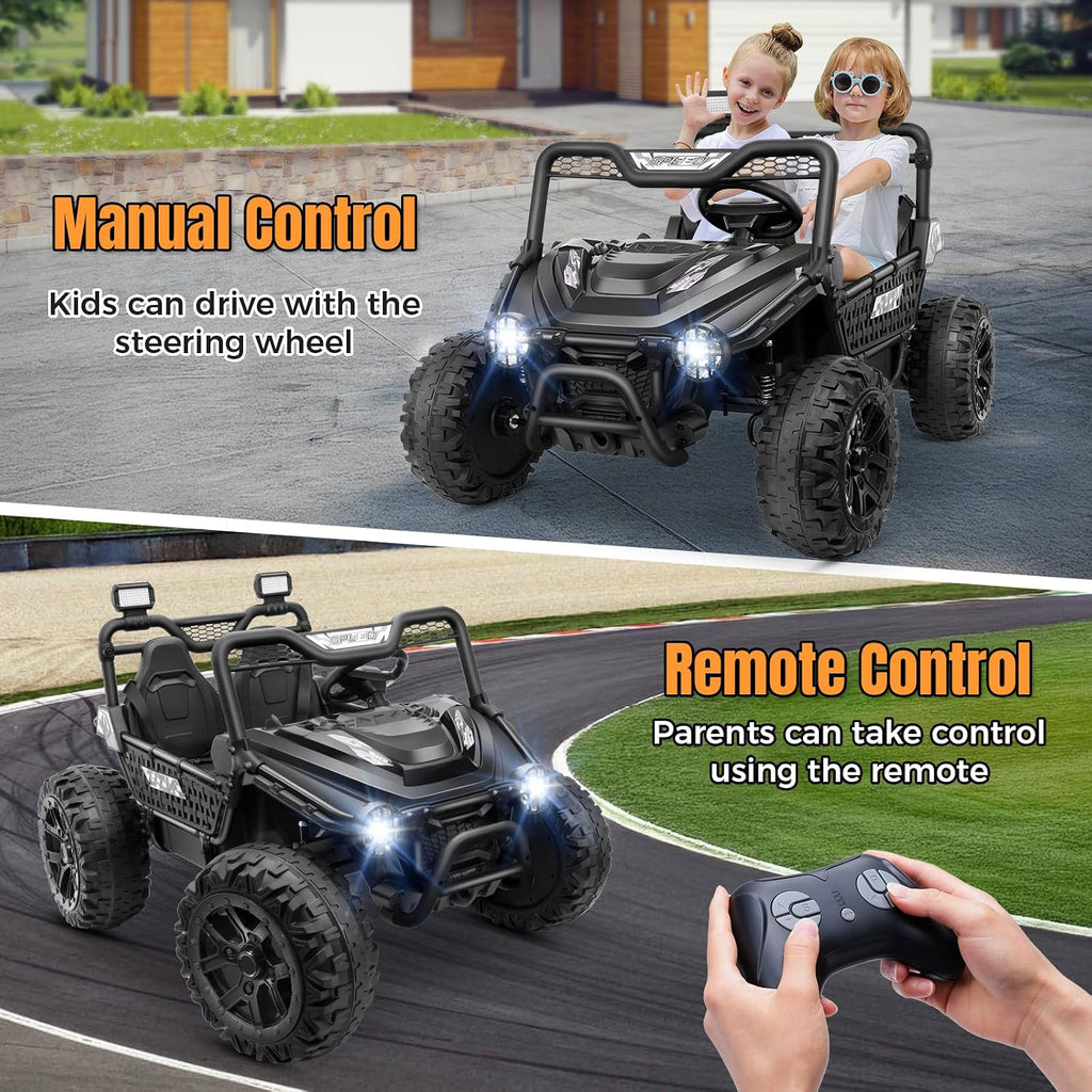 Hikole 24V Ride on Toy Car for Big Kids 4-8, XL Kids UTV 2 Seater with Remote Control, 22' Spacious Seat, MP3 & USB, 3 Speed, Storage, Electric Power Wheels for Boys Girls, Black