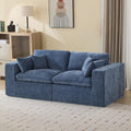 83''Cloud Boneless Sectional Couch, Modular Sectional Sofa Deep Seat, Upholstered Convertible Comfy Loveseat Chenille Memory Foam Sofa Couches for Living Room, Blue