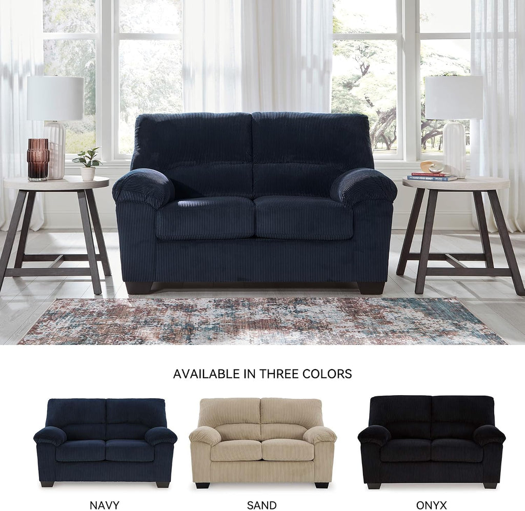 Signature Design by Ashley SimpleJoy Contemporary Loveseat for Living Room, Blue