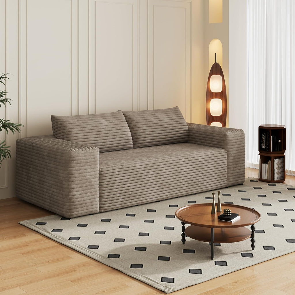 Eafurn Memory Foam Boneless Loveseat Sofa Couch, 3-Seater Upholstered Sofa with Corduroy Fabric and Wider Armrest, No Assembly Sofa for Living Room, Bedroom & Apartment | Sturdiness, Breathable material, Sofa in A Box