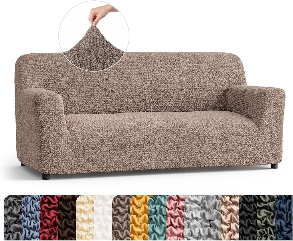PAULATO BY GA.I.CO Sofa Slipcover - Stretch Couch Cover - Stylish Cushion Sofa Cover - Soft Polyester Fabric Slip Cover - 1-Piece Form Fit Washable Protector for Pet - Microfibra Collection - Marsala