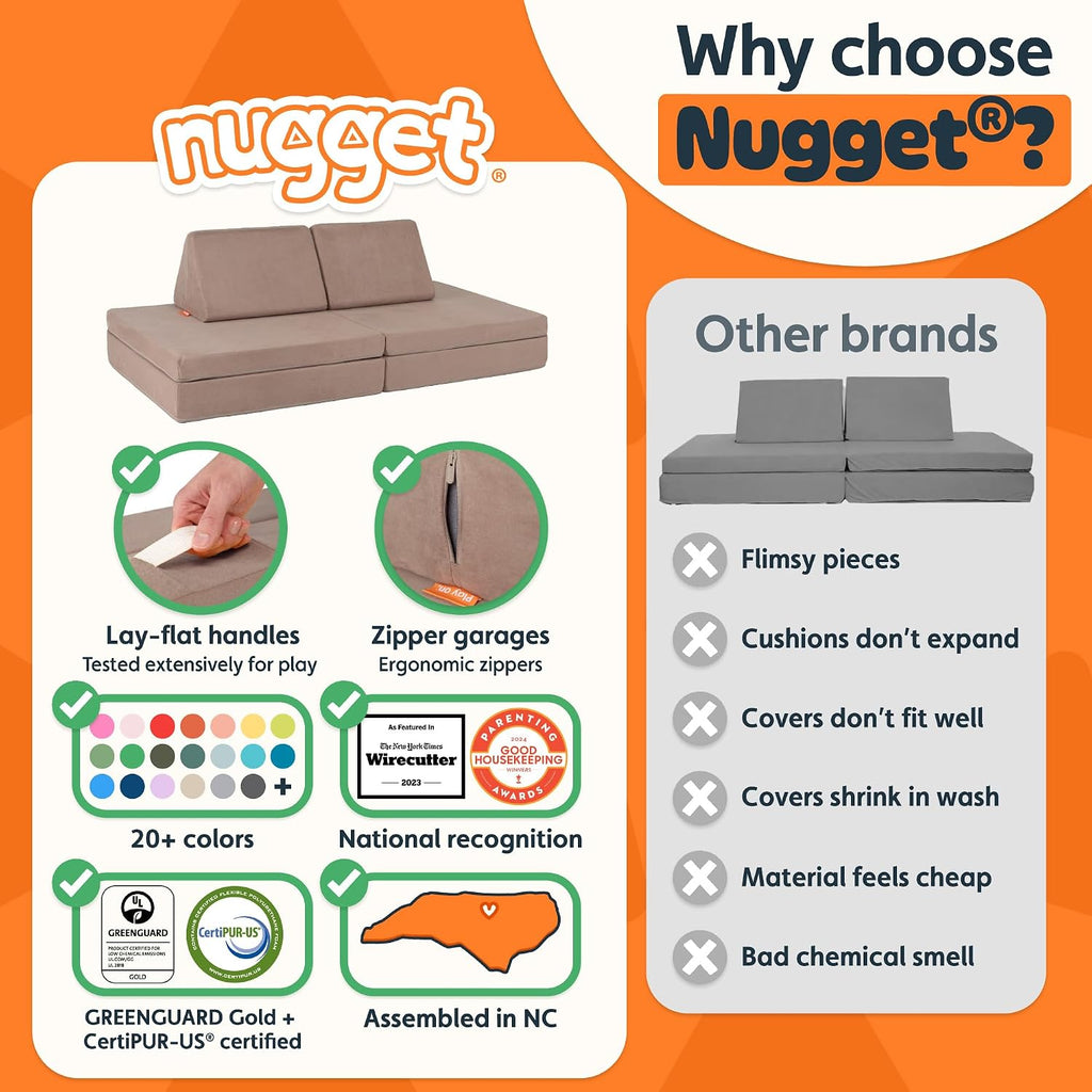 Nugget - The Original Play Couch for Kids - Modular Foam Children's Sofa for Playroom, Imagination, & Creative Open Ended Play - Washable & Convertible Playroom Furniture, Cottontail