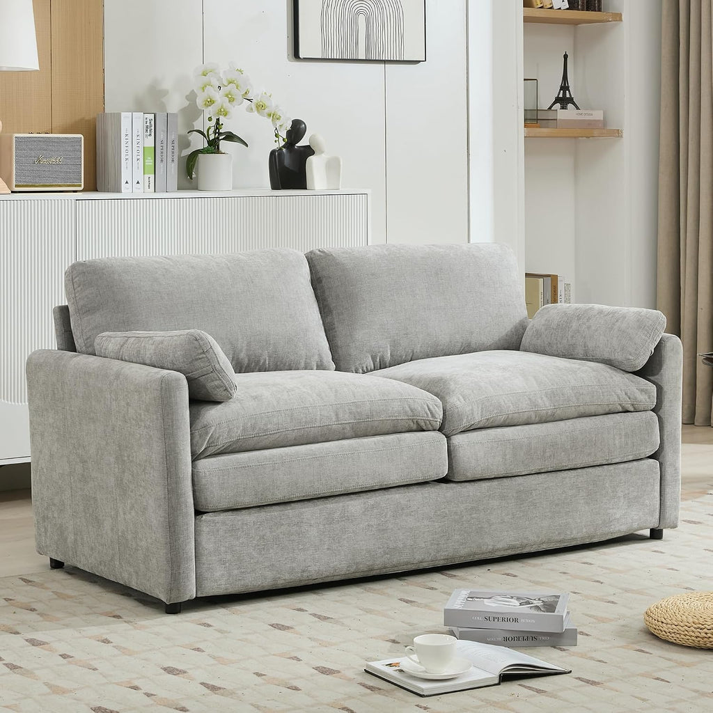 Harper & Bright Designs Chenille Fabric Upholstered Sofa, Oversized Comfy Cloud Loveseat Sofa Couch, Double Plush Cushion for Living Room