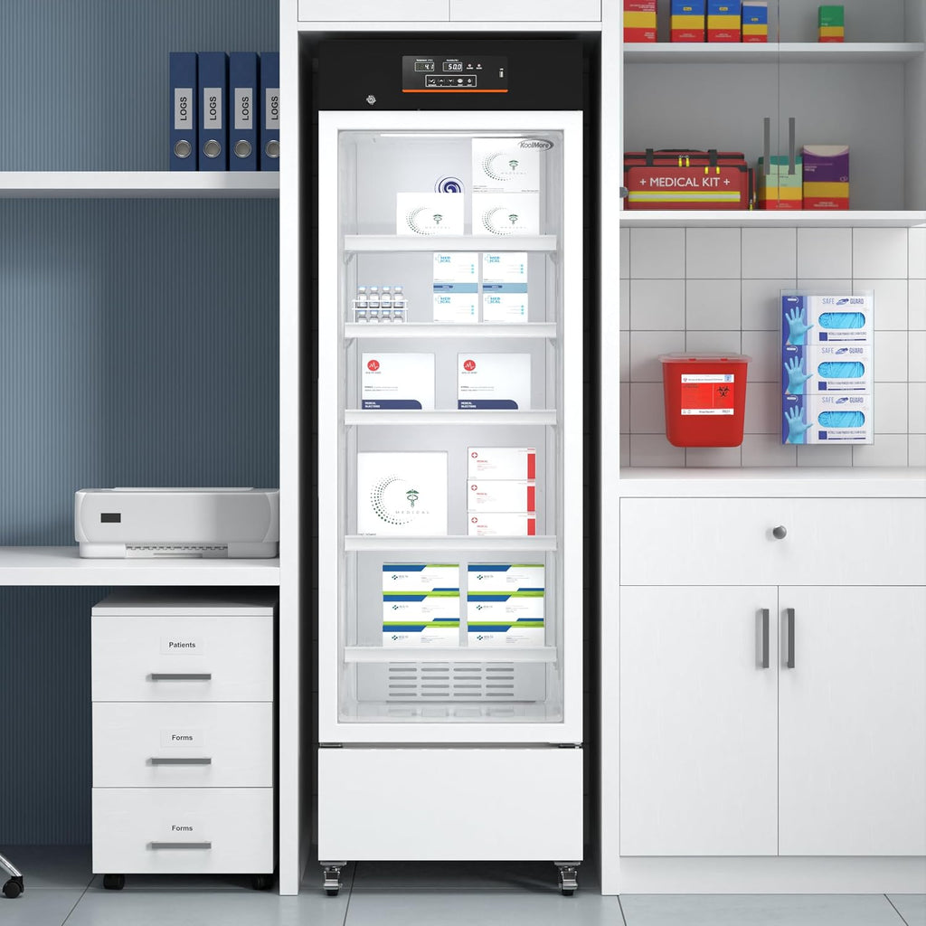 KoolMore 11 cu. ft. Medical Pharmacy Refrigerator with Emergency Backup Battery for Temperature Display and Alarm in White, UL Listed(KM-PHR-11C)