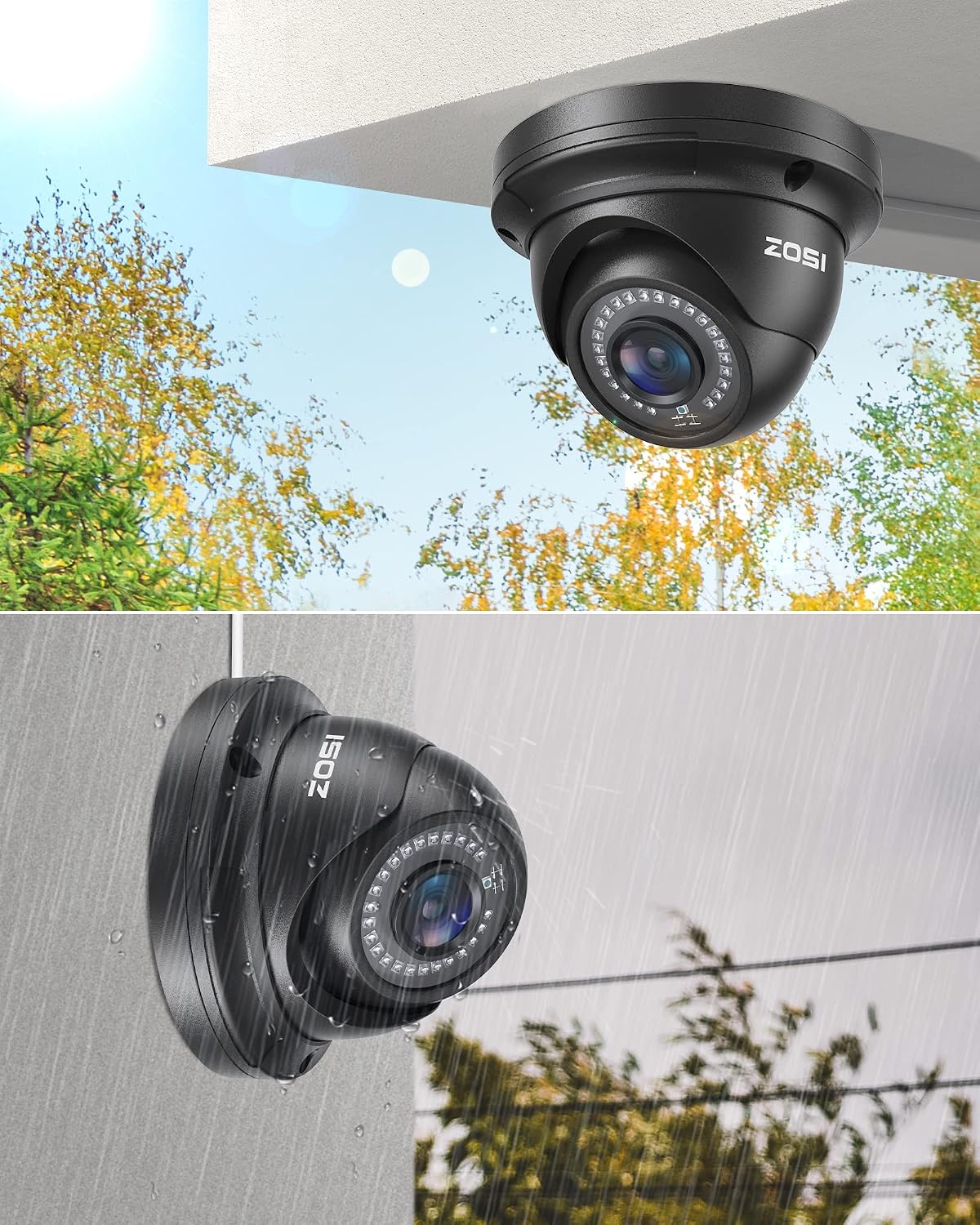ZOSI 4 Pack 5MP 3K Add-on Security Dome POE Camera with Cable, 2880 x 1620 Indoor Outdoor IP Camera, 80ft Night Vision, 3.6mm Lens, 95°View Angle, IP66 Weatherproof (Only Work with ZOSI PoE NVR)