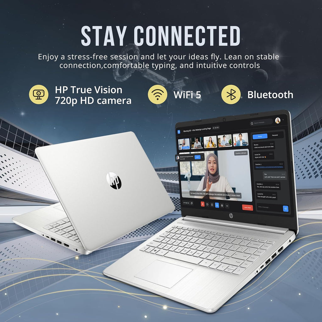 HP Stream 14' HD BrightView Laptop, Intel Celeron N4120, 16GB RAM, 288GB Storage (128GB eMMC + 160GB SSD Docking Station Set), Intel UHD Graphics, HD Webcam, Wi-Fi, 1 Year Office 365, Win 11 S, Silver