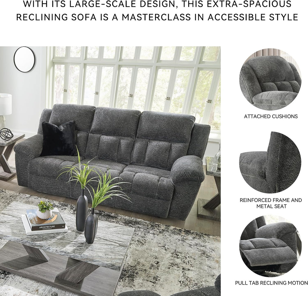Signature Design by Ashley Frohn Contemporary Manual Reclining Sofa, Gray