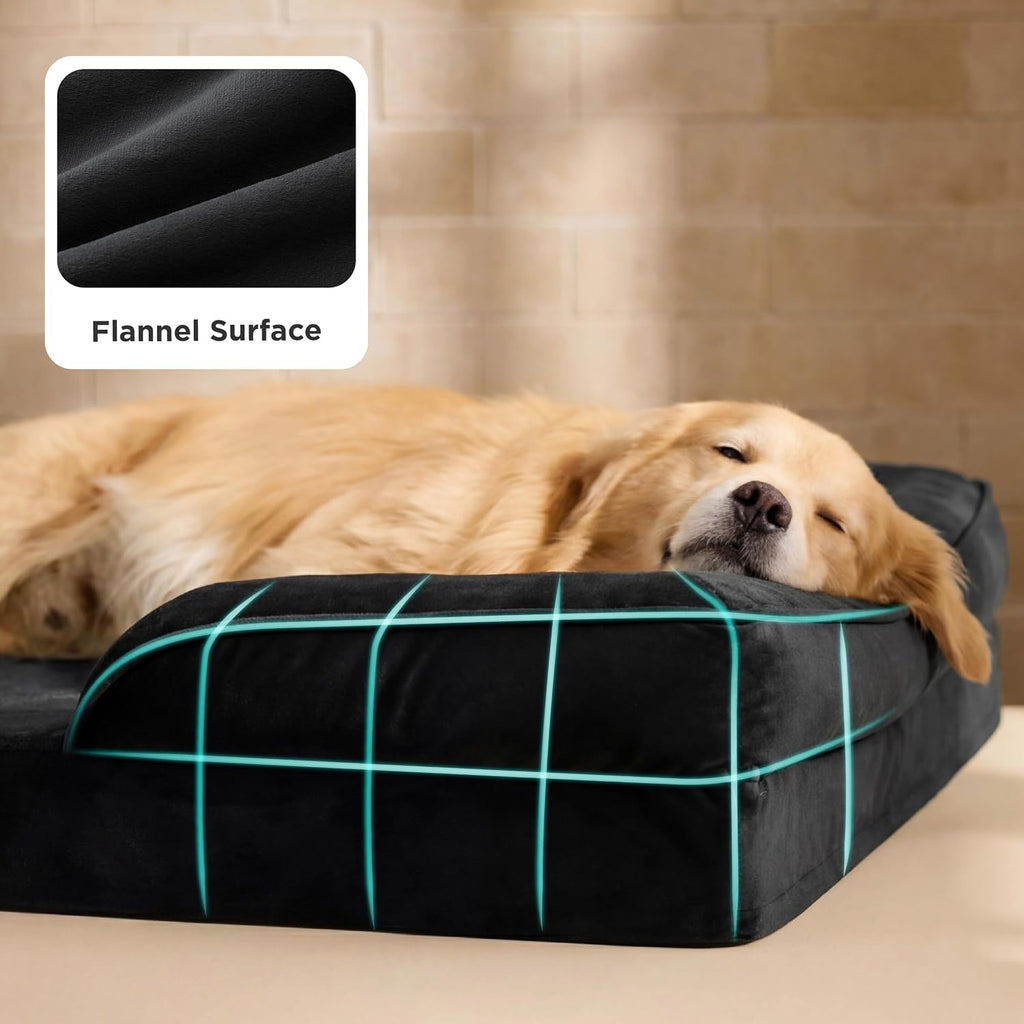 Bedsure XL Plus Orthopedic Dog Bed for Extra Large Dogs - Washable XLarge Dog Cat Bed Waterproof, Comfort Dogs Couch Sofa with Washable Removable Cover, Pet Bed with Nonskid Bottom, Black, 48'