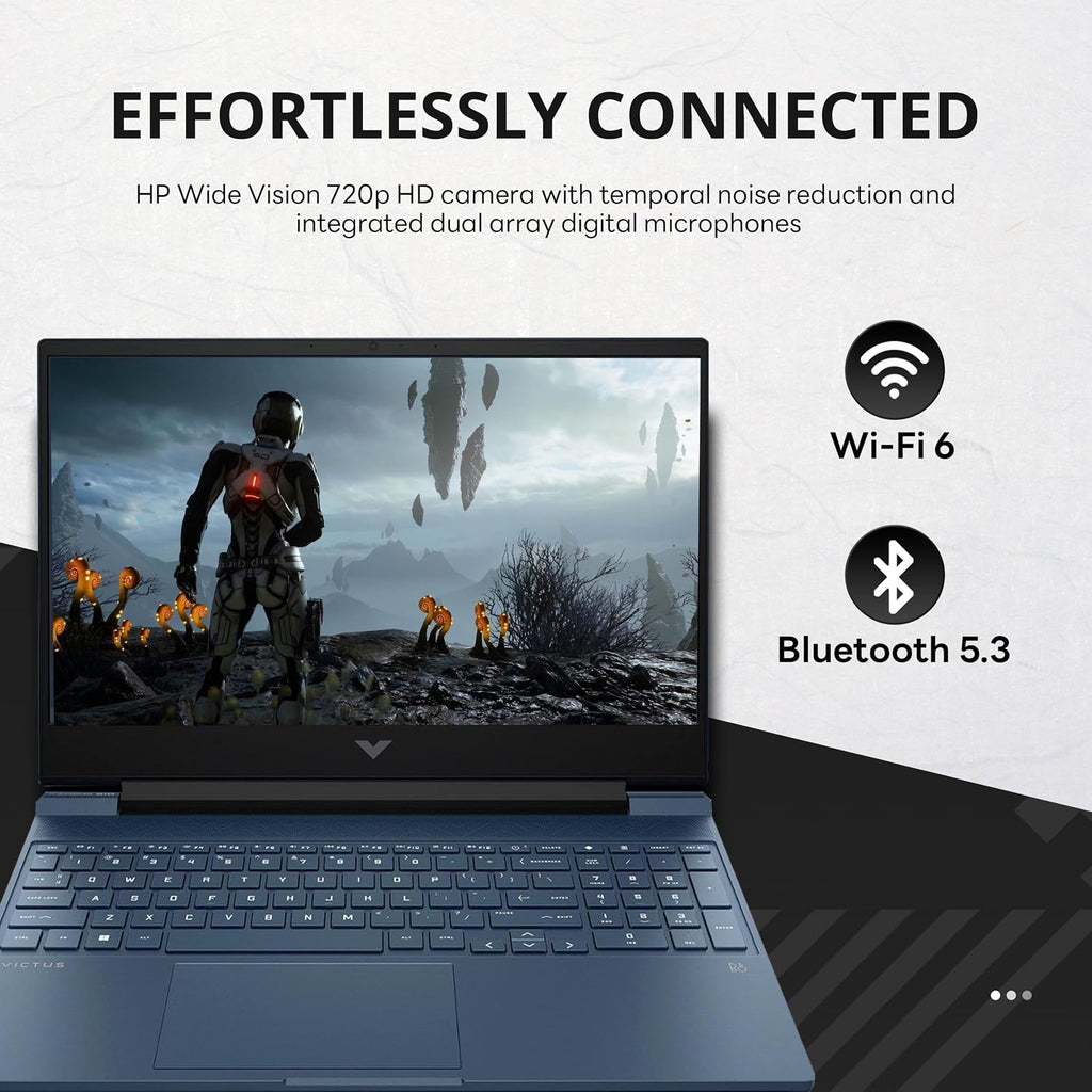 HP Victus Gaming Laptop, 15.6' FHD 144Hz IPS Display, Intel Core i5-13420H, 16GB RAM, 512GB PCIe SSD, NVIDIA GeForce RTX 3050, Backlit Keyboard, Wi-Fi 6, Win 11 Pro, Blue, 32GB Hotface USB Card