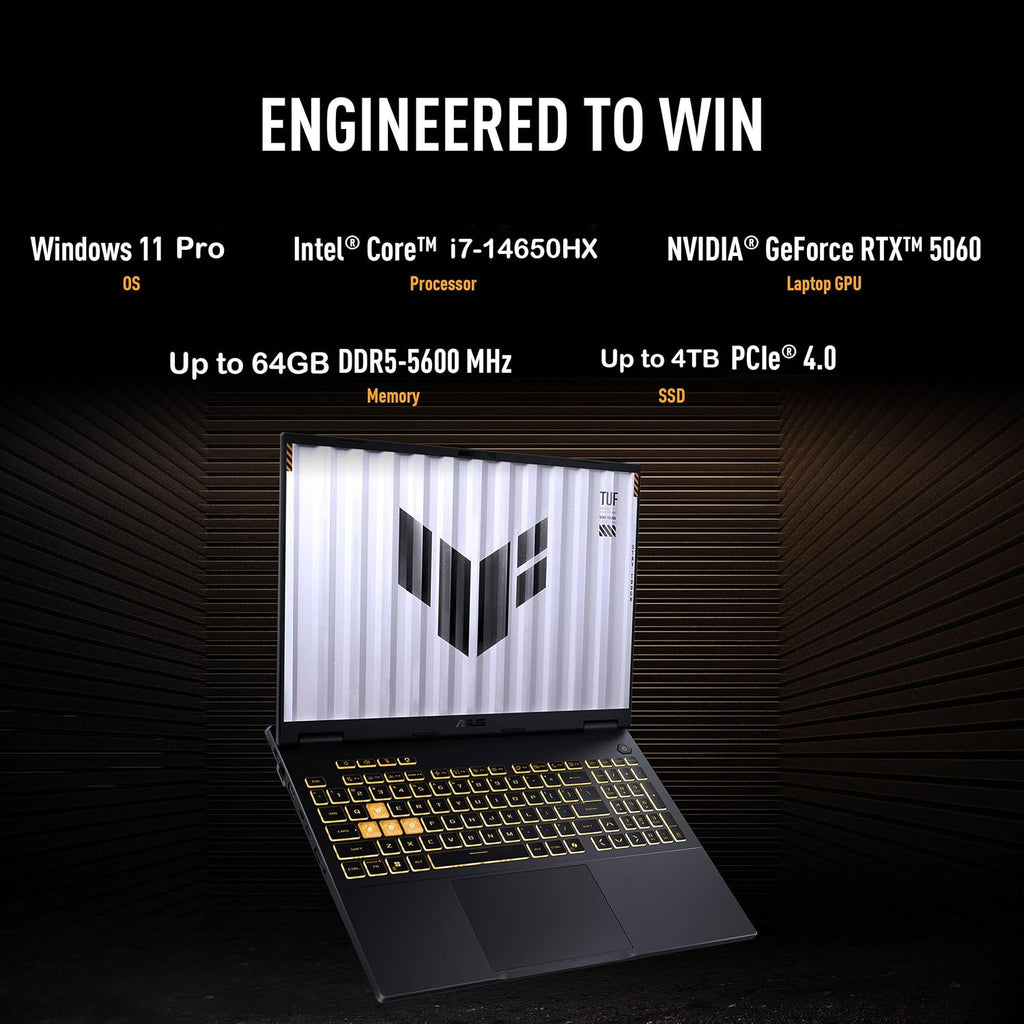 ASUS TUF F16 Gaming Laptop, NVIDIA GeForce RTX 5060, 14 Gen Intel 16-Core i7-14650HX, 16' FHD+ 165Hz Anti-Glare Display, Backlit Keyboard, 32GB DDR5 RAM, 1TB SSD, Win 11 Pro, WiFi 6E, w/Accessories