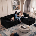 Black Sectional Couch for Living Room - 108' Modular Cloud Sofa with Chaise, Ultra Soft Corduroy L-Shaped Large Couches, Boneless Deep Seat Sectional Couch, No Assembly Required (Left Facing Chaise)