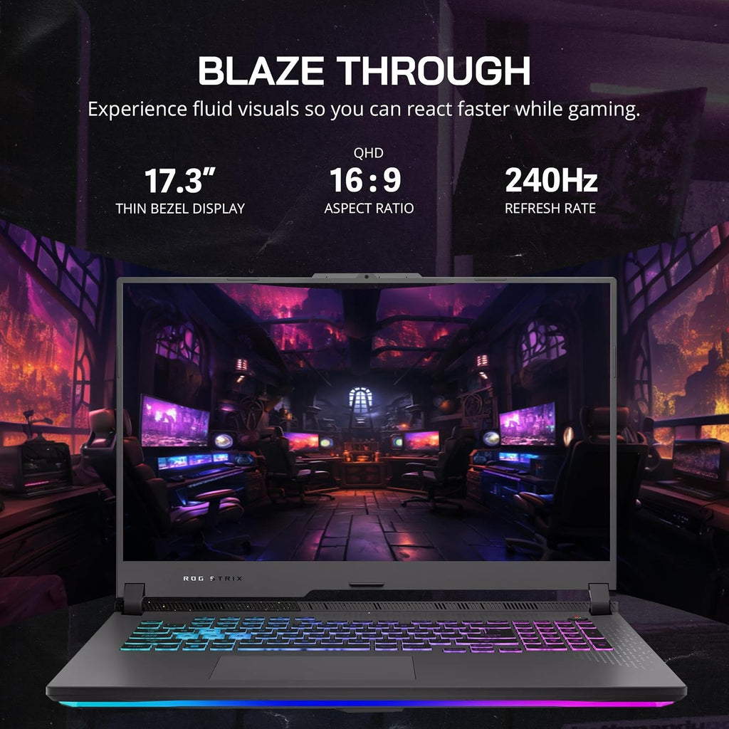 ASUS ROG Strix G17 17.3' QHD 240Hz Gaming Laptop, AMD Ryzen 9 7845HX, GeForce RTX 4060, 32GB DDR5 RAM, 2TB PCIe SSD, 4-Zone RGB Backlit Keyboard, WiFi 6E, Win 11 Pro, Gray, 32GB USB Card (Renewed)