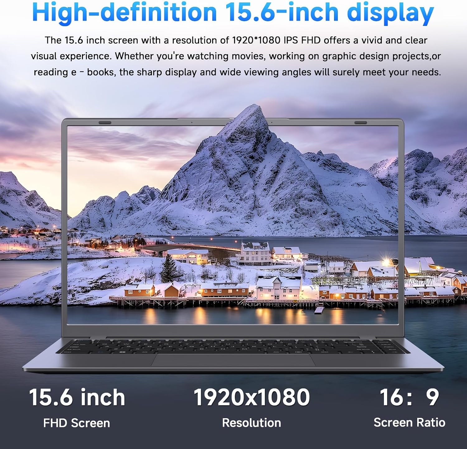 Laptop, 32GB RAM 1TB SSD Laptop Computer, 6500Y Processor (Beats N5095, Up to 3.4GHz), 15.6' FHD IPS Display Laptops pc, WiFi 5, BT 5.2, HDMI, USB-C, Long Battery Life Laptops for Student