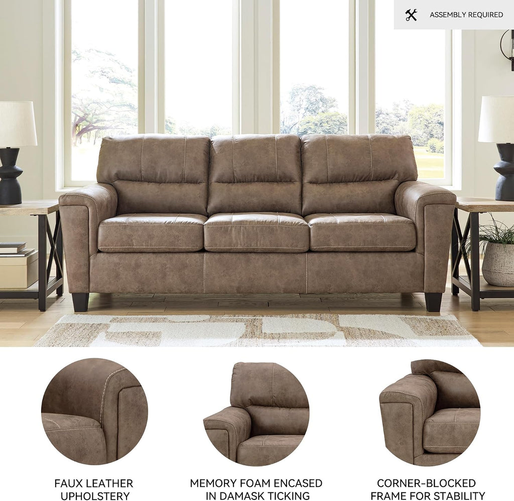Signature Design by Ashley Navi Modern Queen Sofa Sleeper with Removable Cushions, Dark Brown