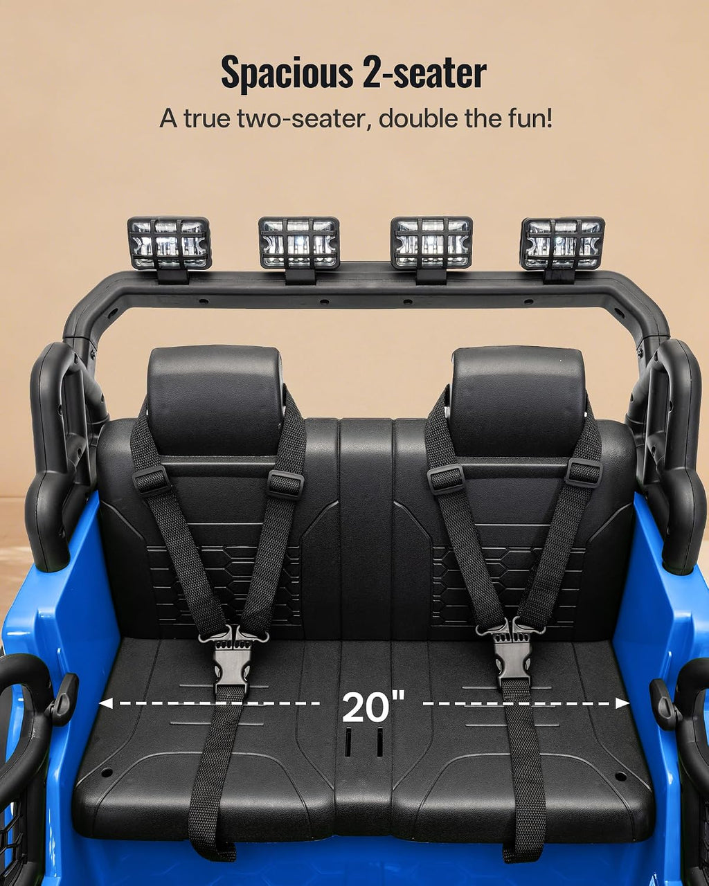 Outfunny 2 Seater Ride on Car Toy, 12V Electric Car for Kids 4-8 with Remote Control, Capacity 110 lb, LED Light - Blue