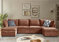 HULALA HOME 127'' Modular Sectional Sofa, Oversized U Shaped Couch with Storage Ottoman, Comfy Chenille Sofa with Deep Seat, 6 Seat Convertible Couches for Living Room, Burnt Orange