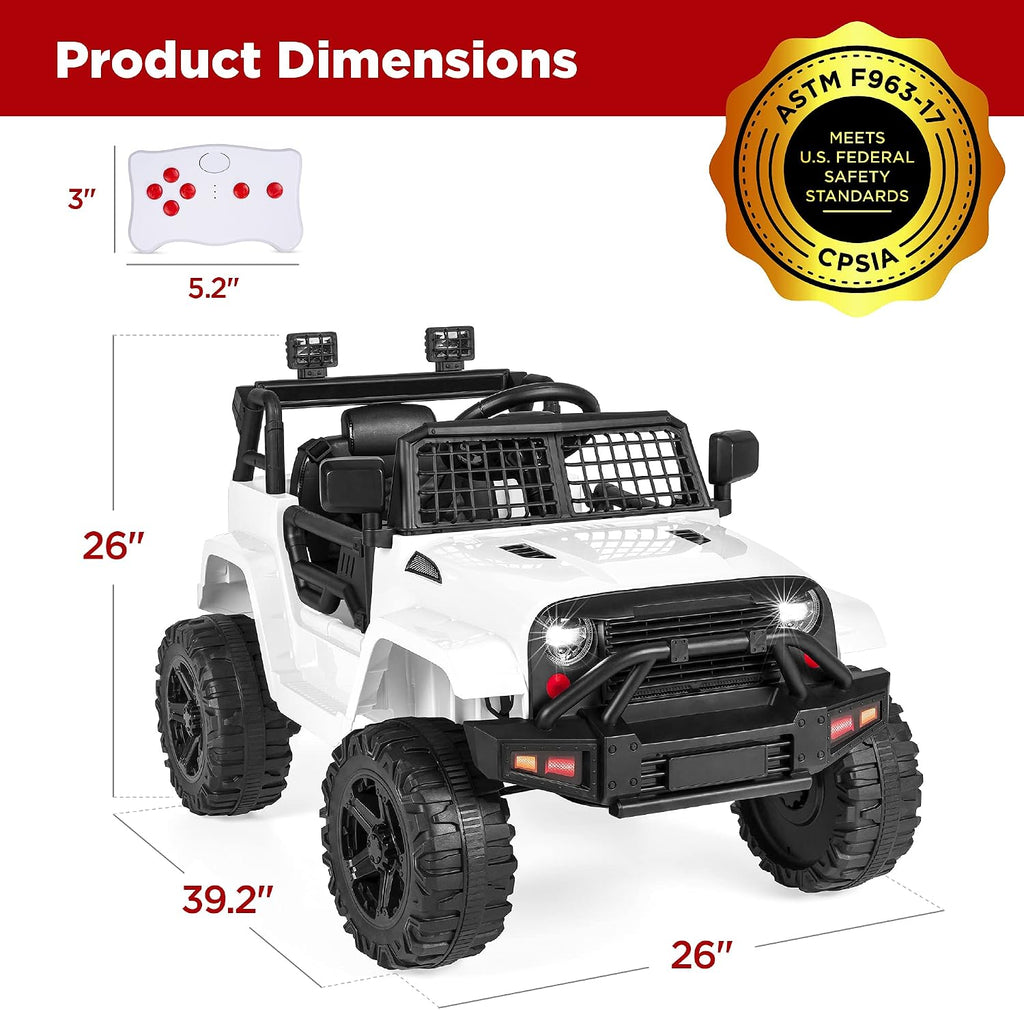 Best Choice Products 12V Kids Electric Vehicle Toy Ride On Car with Parent Remote Control for Toddlers, Seat Harness, 61 lbs Weight Capacity, Locking Doors, Spring Suspension, Bluetooth - White