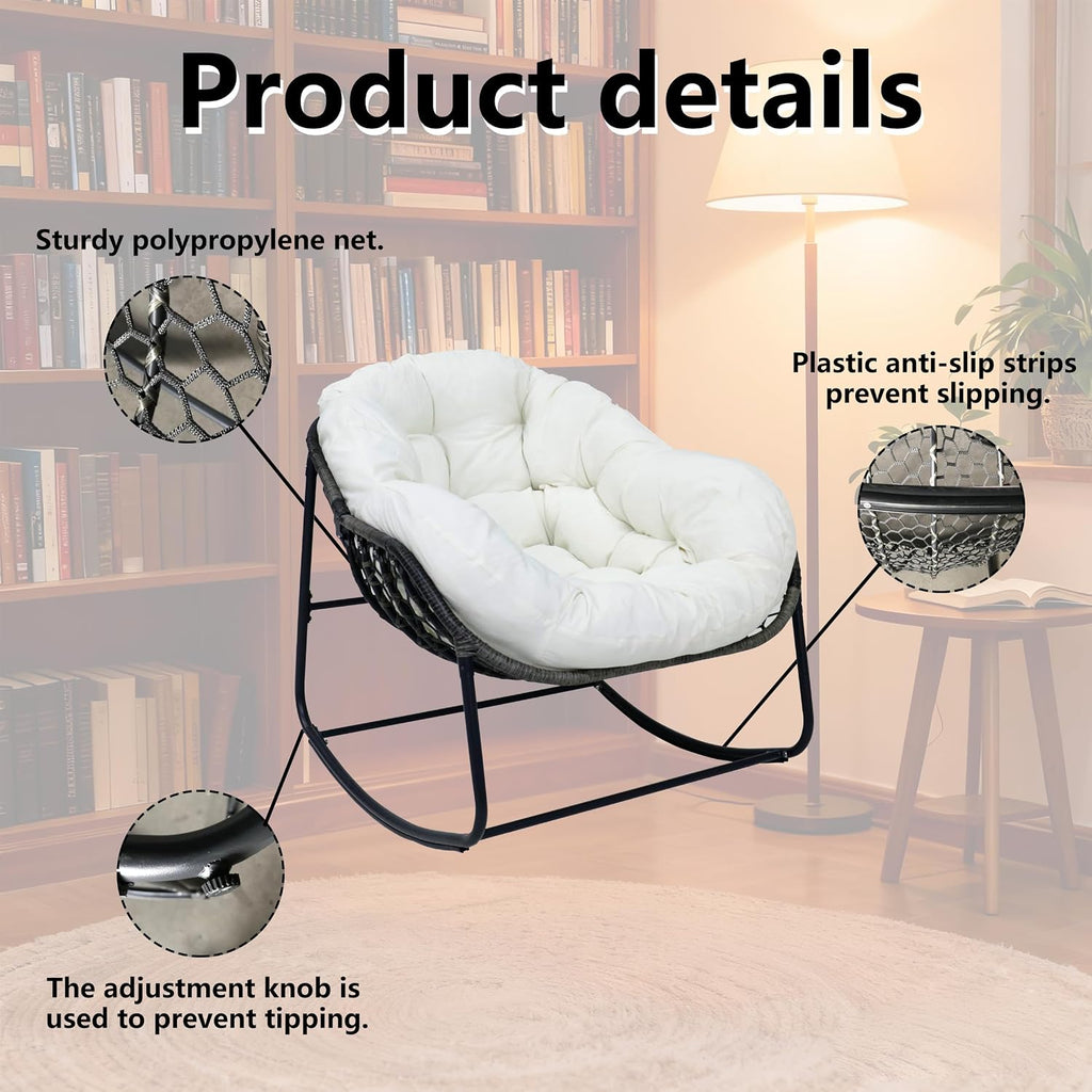 GLORY PATIO Cozy Rocking Chair with Thick Cushion, Indoor & Outdoor for Front Porch, Garden, Backyard