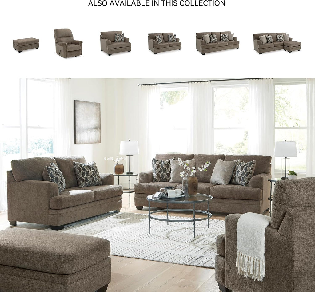 Signature Design by Ashley Stonemeade Casual Right-Arm Facing Sofa Chaise with 4 Toss Pillows, Dark Brown
