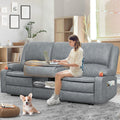 Yolsali 3-Seater Recliner Sofa, Manual Reclining Couch with Multi-Functional Middle Seat, Reclining Sofa for Living Room with Hidden Storage Space, Cup Holders, and Removable Console