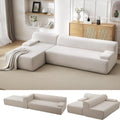Garvee 107'' Modular Sectional Sofa, Left Facing Chaise L-Shaped Boneless Couch, Ultra Deep Seat Modern Sectional Sofa for Living Room, 5mm Wale Corduroy Fabric, Beige