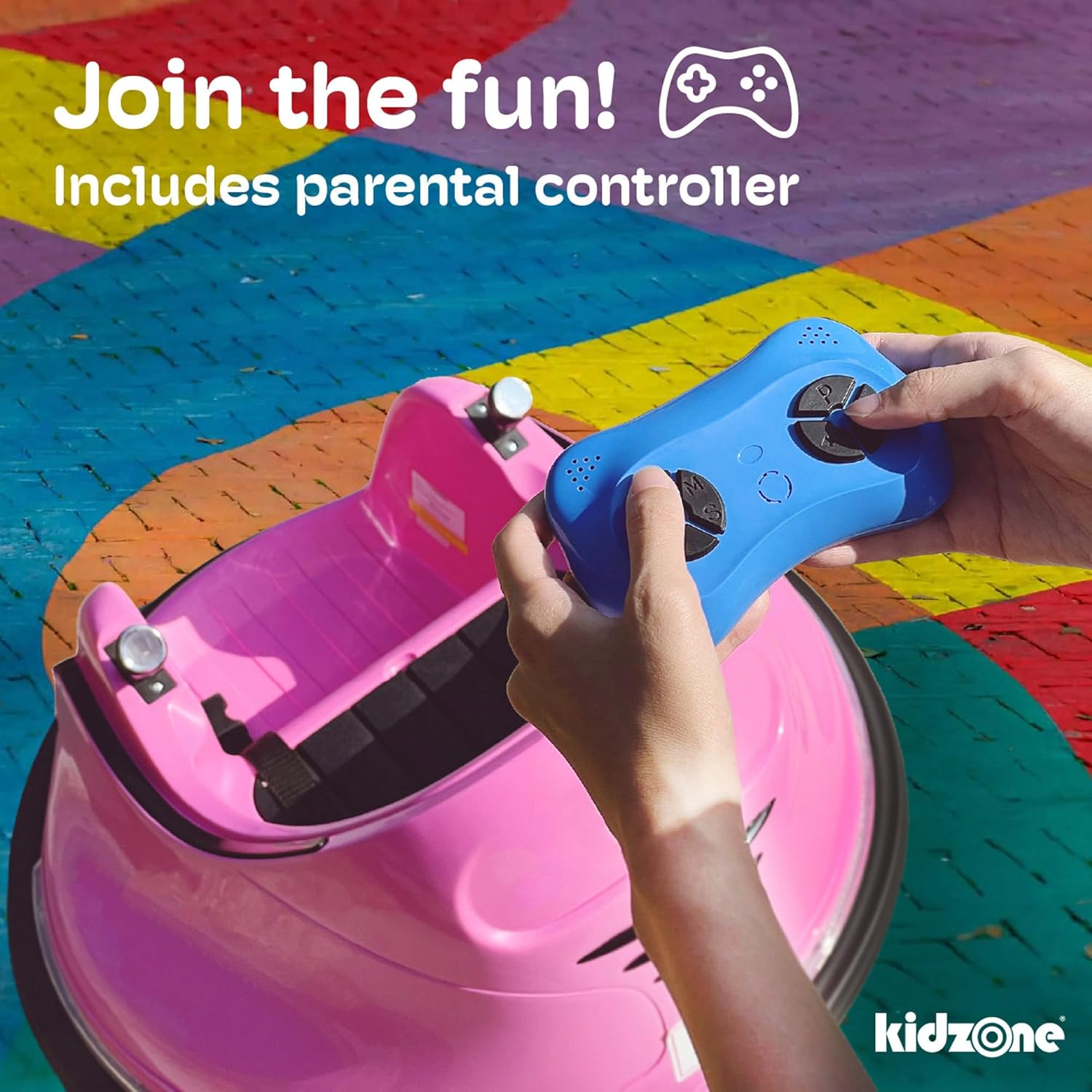 Kidzone 6V Electric Ride On Bumper Car for Kids & Toddlers 1.5-6 Years Old, DIY Sticker Baby Bumping Toy Gifts W/Remote Control, LED Lights & 360 Degree Spin, ASTM Certified, Blue