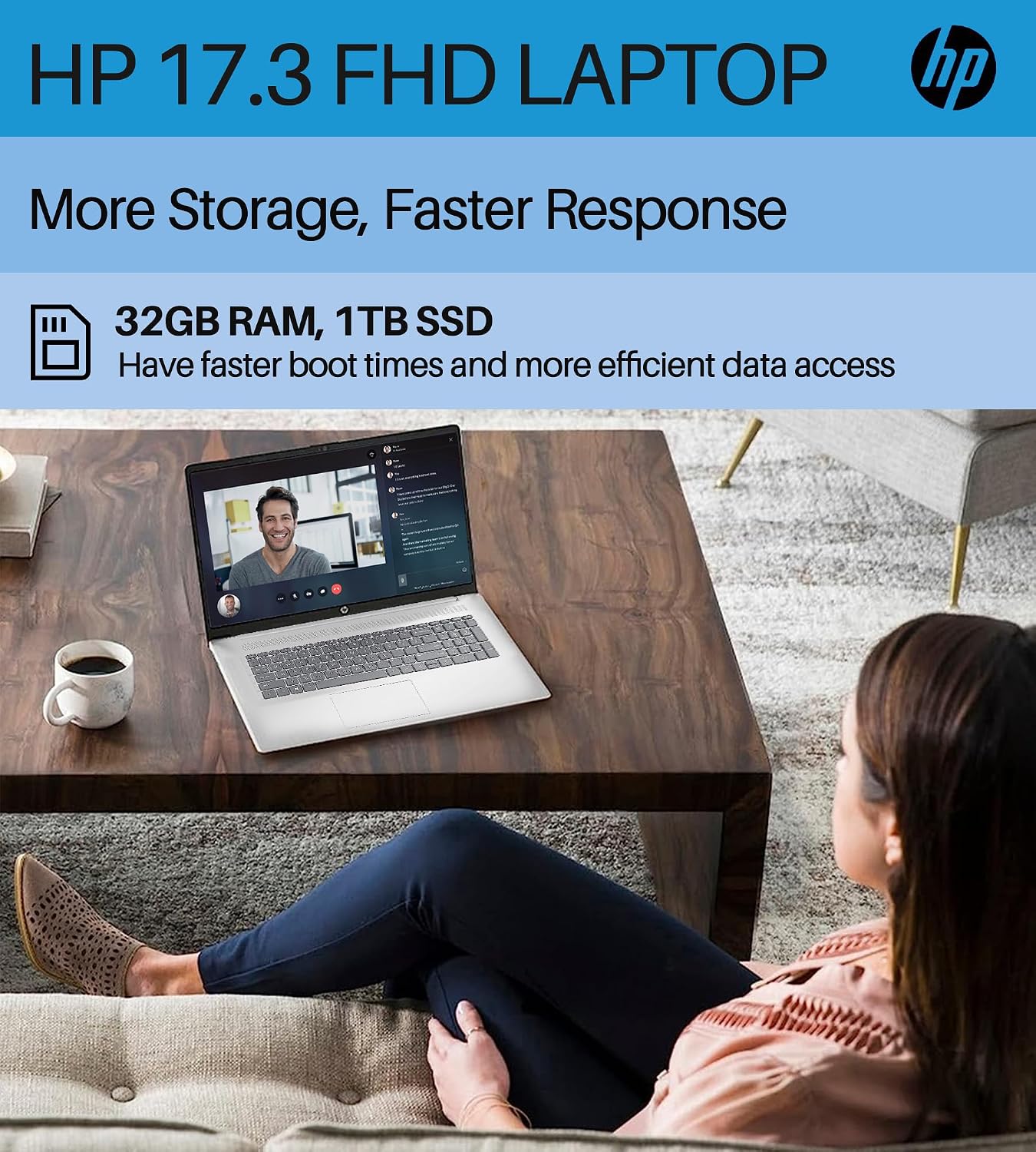 HP 17.3 Inch FHD Laptop for Business and Office, Intel Core i5 1335U Processor (10-Core, Up to 4.6GHz), 32GB RAM, 1TB SSD, Intel Iris Xe Graphics, Wi-Fi 6, Backlit Keyboard, Windows 11 Home