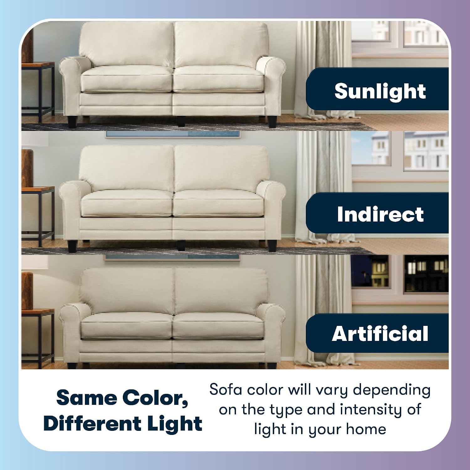 Serta Copenhagen Small Loveseat Sofa, 61 Inch Couch with Rolled Arms, Pocket Coil Seat Cushions, Removable Covers, Easy Care Polyester Upholstery for Living Room, Bedroom or Office, Buttercream