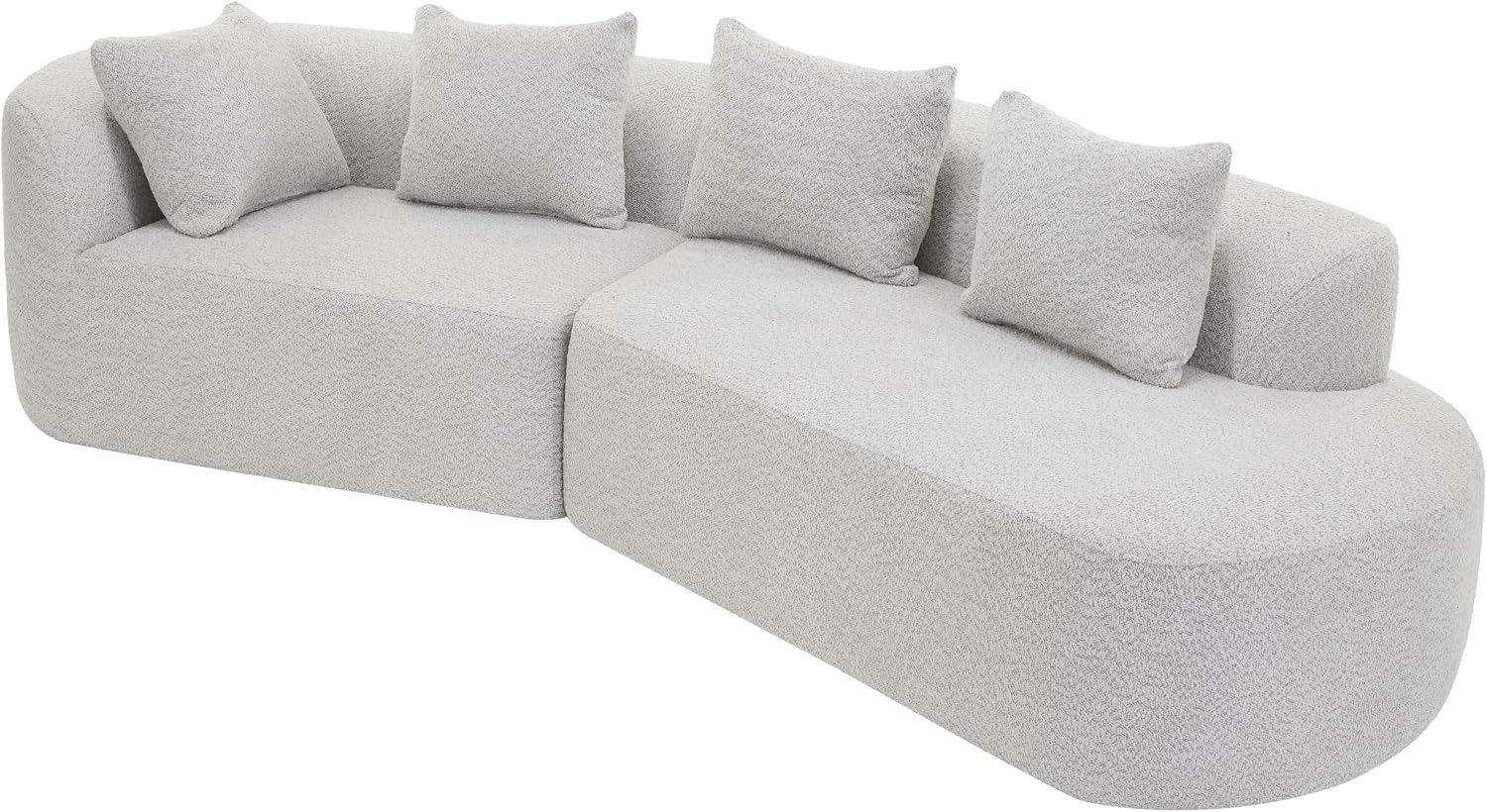 Christopher Knight Home Randa 116' Upholstered Sectional Sofa, 5-Seater Oversized Chair Cloud Couch, Fully Assembled Long Sofa Chaise Lounge, Fully Assembled, White Gray