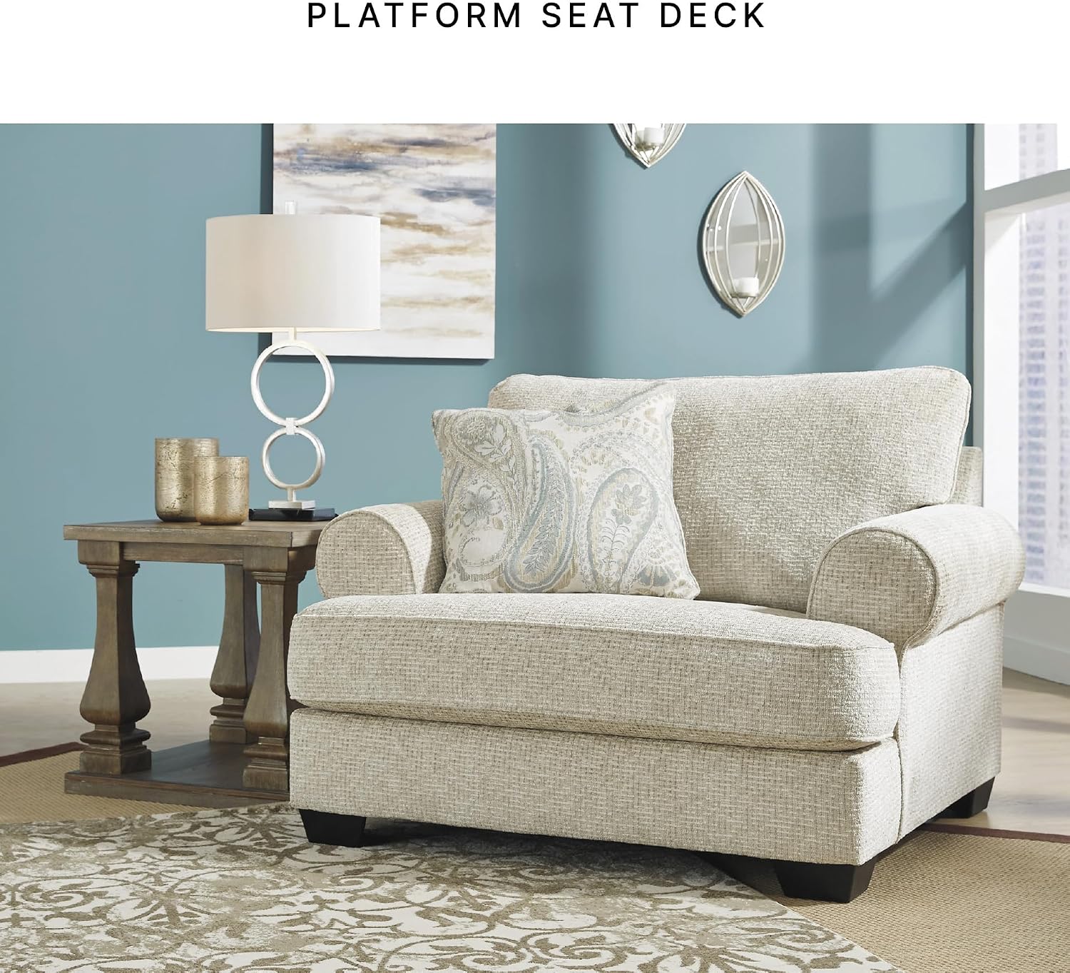 Signature Design by Ashley Monaghan Classic Upholstered Oversized Chair with Toss Pillow, Light Brown